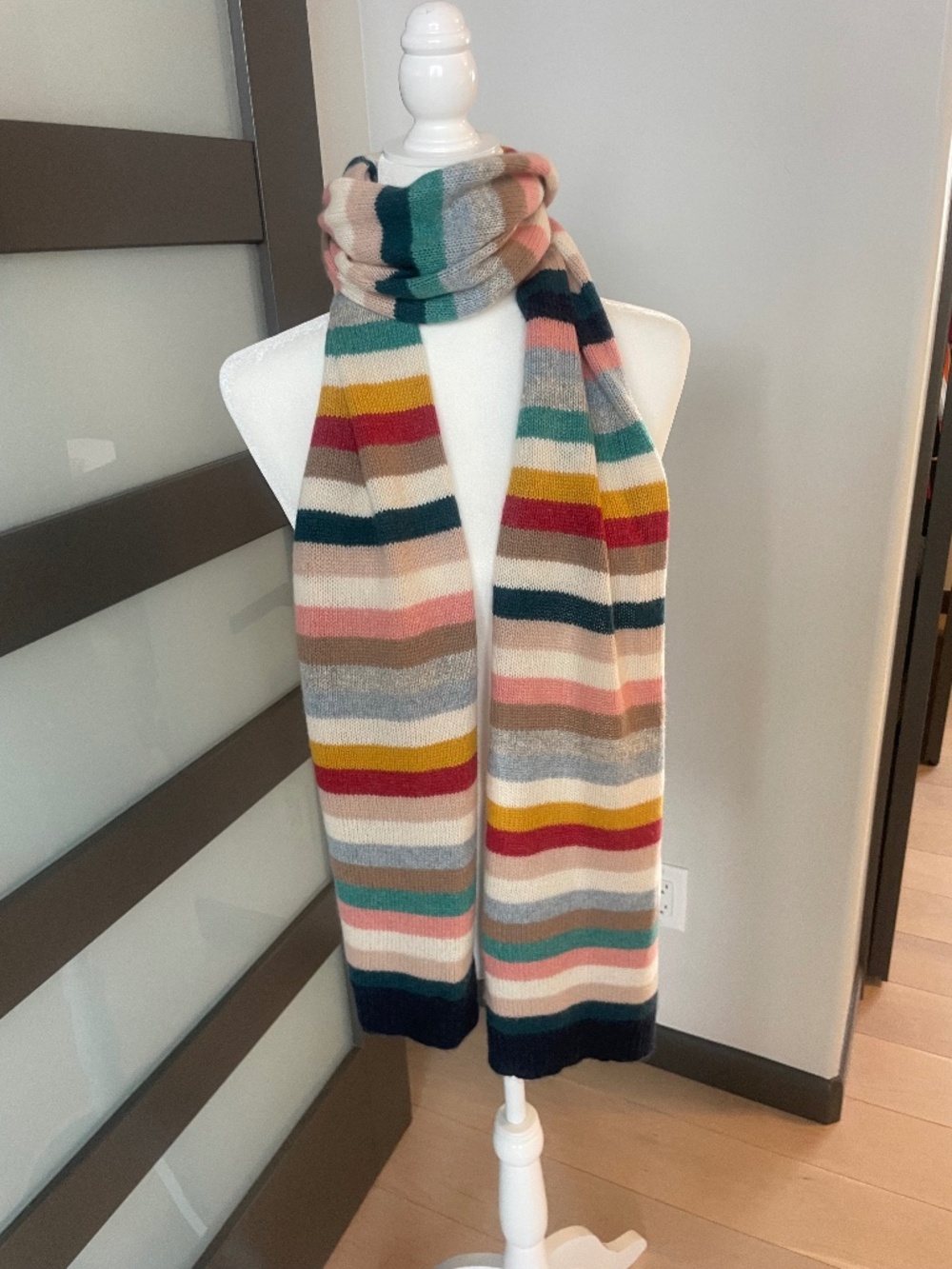 Naked Cashmere Multicolor Rainbow Stripe Cashmere Scarf Knit Wrap OS